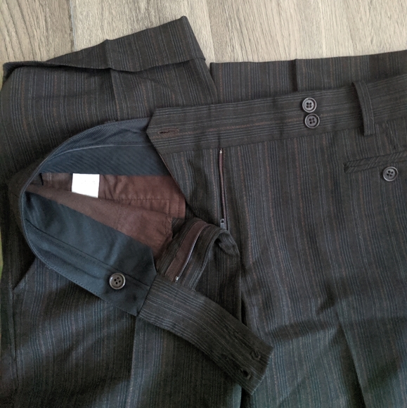 BCBG Max Azria Brown Striped Rayon Blend Pants 2 - Picture 4 of 8